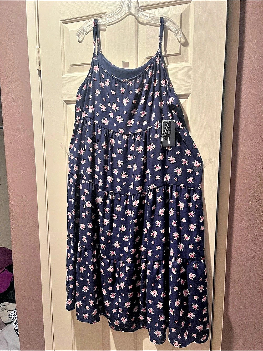 Melrose and Market Floral Tiered Maxi Dress in Blue & Pink Size XL NWT
